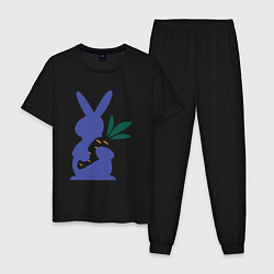 Пижама хлопковая мужская Синий кролик, цвет: черный