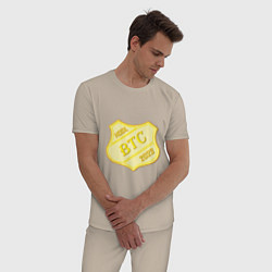 Пижама хлопковая мужская Bitcoin 2023, цвет: миндальный — фото 2
