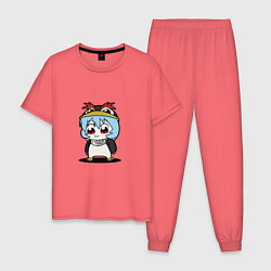 Пижама хлопковая мужская Чиби Рей, цвет: коралловый
