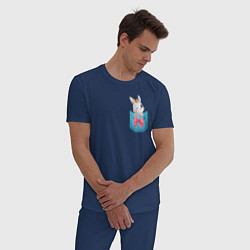Пижама хлопковая мужская Зайка в кармане, цвет: тёмно-синий — фото 2