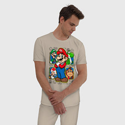 Пижама хлопковая мужская Супер Марио, цвет: миндальный — фото 2