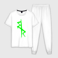 Пижама хлопковая мужская Logotype - Cyberpunk: Edgerunners, цвет: белый