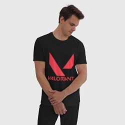 Пижама хлопковая мужская Valorant - logo, цвет: черный — фото 2