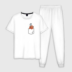 Пижама хлопковая мужская Почита в карманчике, цвет: белый