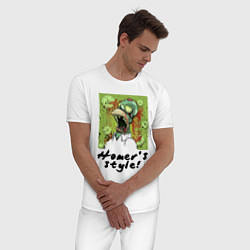 Пижама хлопковая мужская Гомер Симпсон - horror style, цвет: белый — фото 2