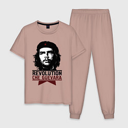 Пижама хлопковая мужская Revolution hero, цвет: пыльно-розовый