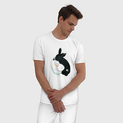 Пижама хлопковая мужская Кролики Инь Янь, цвет: белый — фото 2