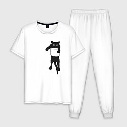 Мужская пижама Черный котик в кармане