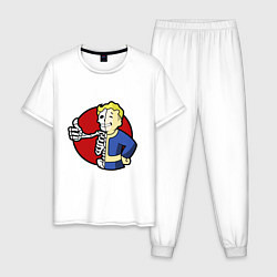 Пижама хлопковая мужская Vault boy - skeleton, цвет: белый