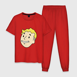 Пижама хлопковая мужская Vault boy head, цвет: красный