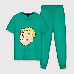 Пижама хлопковая мужская Vault boy head, цвет: зеленый