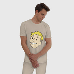 Пижама хлопковая мужская Vault boy head, цвет: миндальный — фото 2