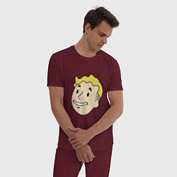 Пижама хлопковая мужская Vault boy head, цвет: меланж-бордовый — фото 2