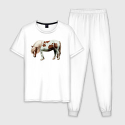 Пижама хлопковая мужская Шетлендский пони, цвет: белый