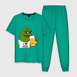 Пижама хлопковая мужская Drink Pepe, цвет: зеленый