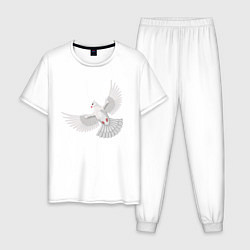 Пижама хлопковая мужская Белый голубь, цвет: белый