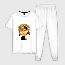 Пижама хлопковая мужская Bruce Lee kung fu, цвет: белый