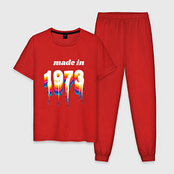 Пижама хлопковая мужская Made in 1973 liquid art, цвет: красный