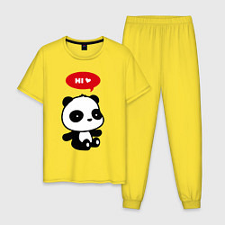Пижама хлопковая мужская Милый маленький пандёныш, цвет: желтый