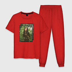 Пижама хлопковая мужская Дженна Ортега, цвет: красный