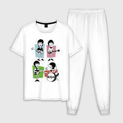Пижама хлопковая мужская The Beatles - drawing - sketch, цвет: белый