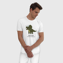 Пижама хлопковая мужская Динозавр трицератопс Ванязавр, Ваня, цвет: белый — фото 2