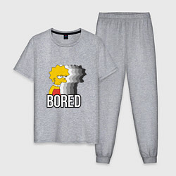 Пижама хлопковая мужская Лиза Симпсон - bored, цвет: меланж