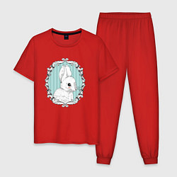 Пижама хлопковая мужская Кролик в рамке, цвет: красный
