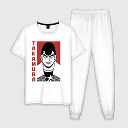 Пижама хлопковая мужская Такамура Сан, цвет: белый