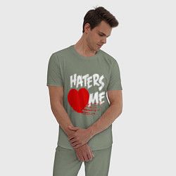 Пижама хлопковая мужская Haters love me, цвет: авокадо — фото 2