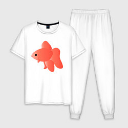 Пижама хлопковая мужская Золотая рыба, цвет: белый