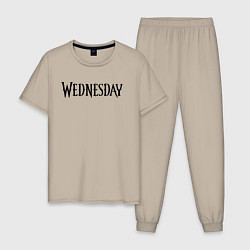 Пижама хлопковая мужская Logo black Wednesday, цвет: миндальный