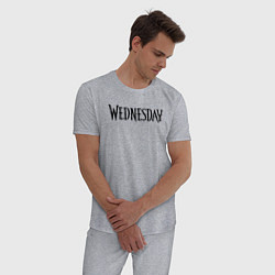 Пижама хлопковая мужская Logo black Wednesday, цвет: меланж — фото 2