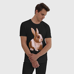 Пижама хлопковая мужская Ушастый милый кролик, цвет: черный — фото 2