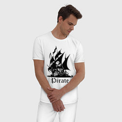Пижама хлопковая мужская Пират, цвет: белый — фото 2