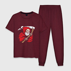 Пижама хлопковая мужская Санта киллер, цвет: меланж-бордовый
