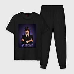 Пижама хлопковая мужская Уэнсдэй art, цвет: черный