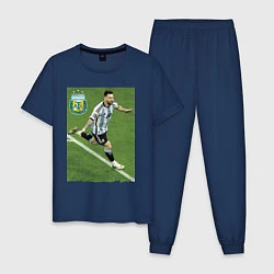 Пижама хлопковая мужская Argentina - Lionel Messi - world champion, цвет: тёмно-синий