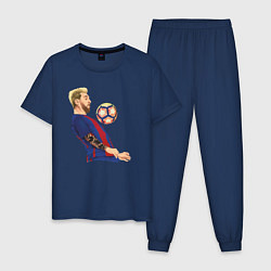 Пижама хлопковая мужская Messi Barcelona, цвет: тёмно-синий