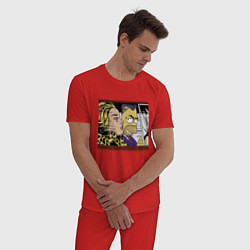 Пижама хлопковая мужская Гомер Симпсон везёт кульную чувиху - pop art, цвет: красный — фото 2