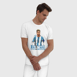 Пижама хлопковая мужская Messi la pulga, цвет: белый — фото 2