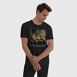 Пижама хлопковая мужская Картина - диванные войска, цвет: черный — фото 2