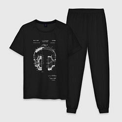 Пижама хлопковая мужская Патент на наушники, цвет: черный