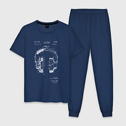 Пижама хлопковая мужская Патент на наушники, цвет: тёмно-синий