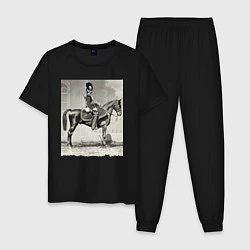 Пижама хлопковая мужская Конный гренадер, цвет: черный