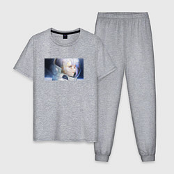 Пижама хлопковая мужская Люси в скафандре, цвет: меланж