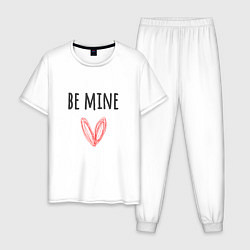 Пижама хлопковая мужская Be mine - doodle heart, цвет: белый