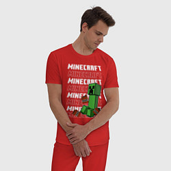 Пижама хлопковая мужская Крипер Майнкрафт, цвет: красный — фото 2