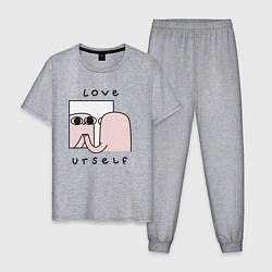 Пижама хлопковая мужская Ketnipz - love urself, цвет: меланж
