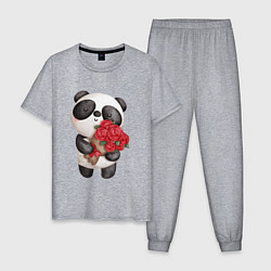 Мужская пижама Панда с букетом цветов